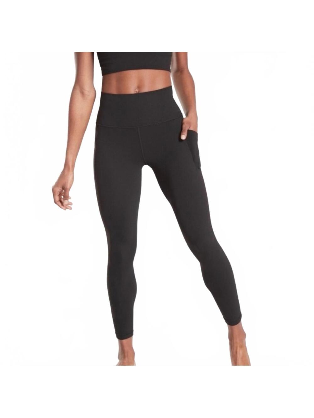 Athleta Salutation Stash Tight 7/8 Leggings Pocket Black Women's Size XL EUC